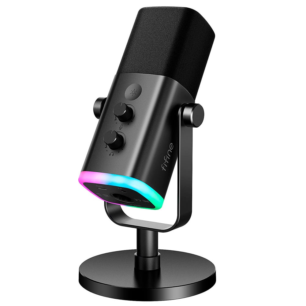 Microfono Gamer Fifine AM8 USB XLR Cardioide RGB Cancelacion Ruido