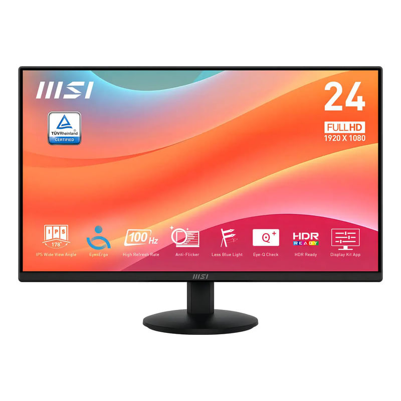 Monitor Msi Pro Mp242l 23.8 Fhd, 100hz 4ms, Negro Negro