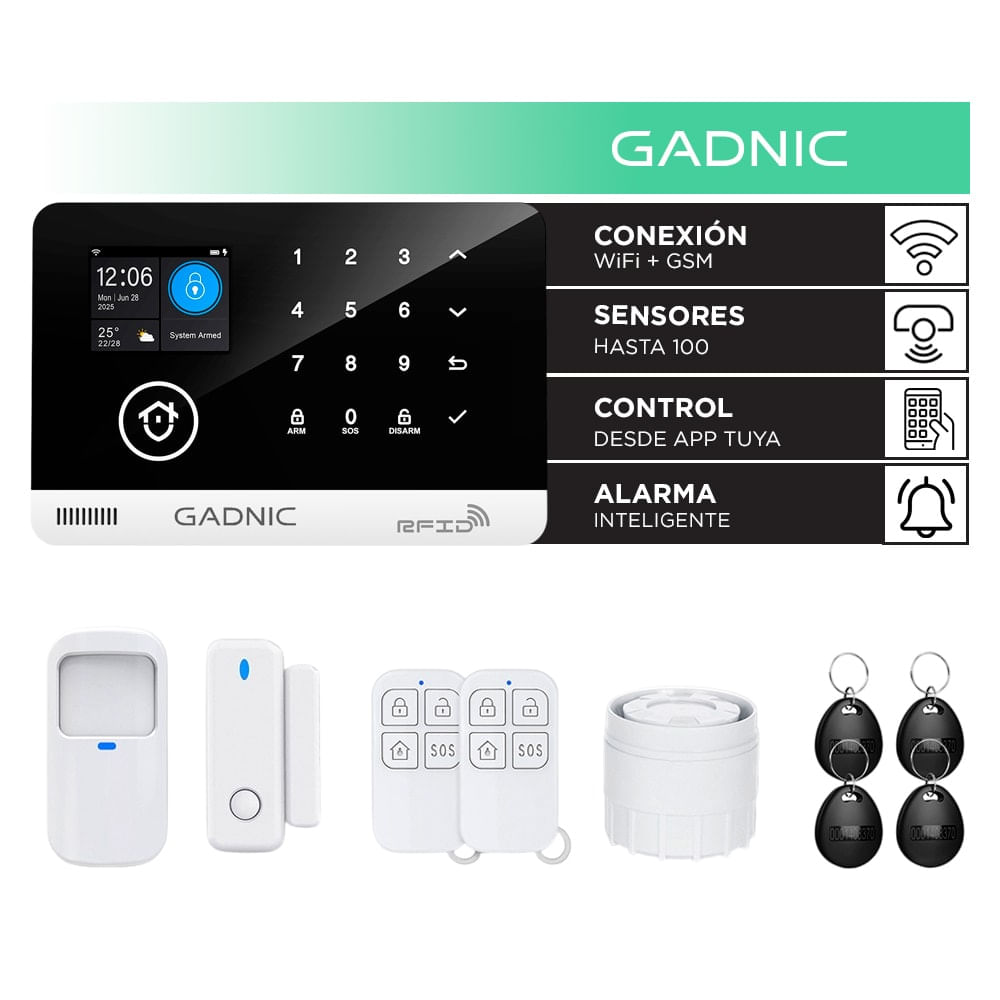 Kit Alarma Inalámbrica Gadnic GSM Con App, Wifi Y Sensores Seguridad Hogar Control Remoto Tags