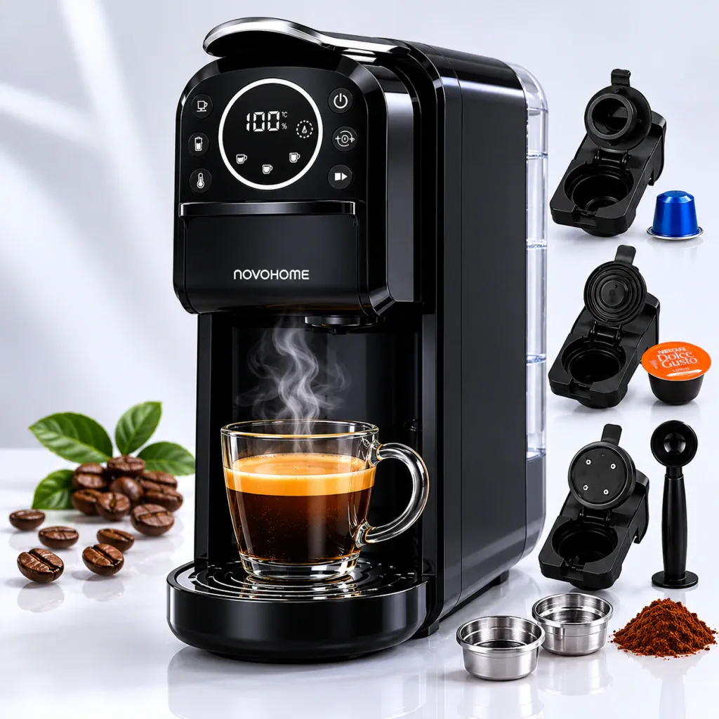 Cafetera Multicapsula 3 en1 Café Molido 20Bar 700Ml Novohome NH-CM 075