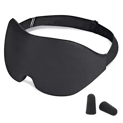 Antifaz P/ Dormir De Memory FoamTapones De Oido Color Negro