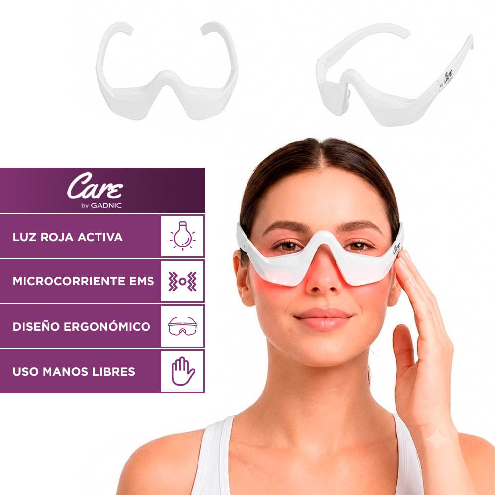 Masajeador De Ojos Care By Gadnic Luz Roja Microcorriente 4 Modos 3 Niveles Intensidad