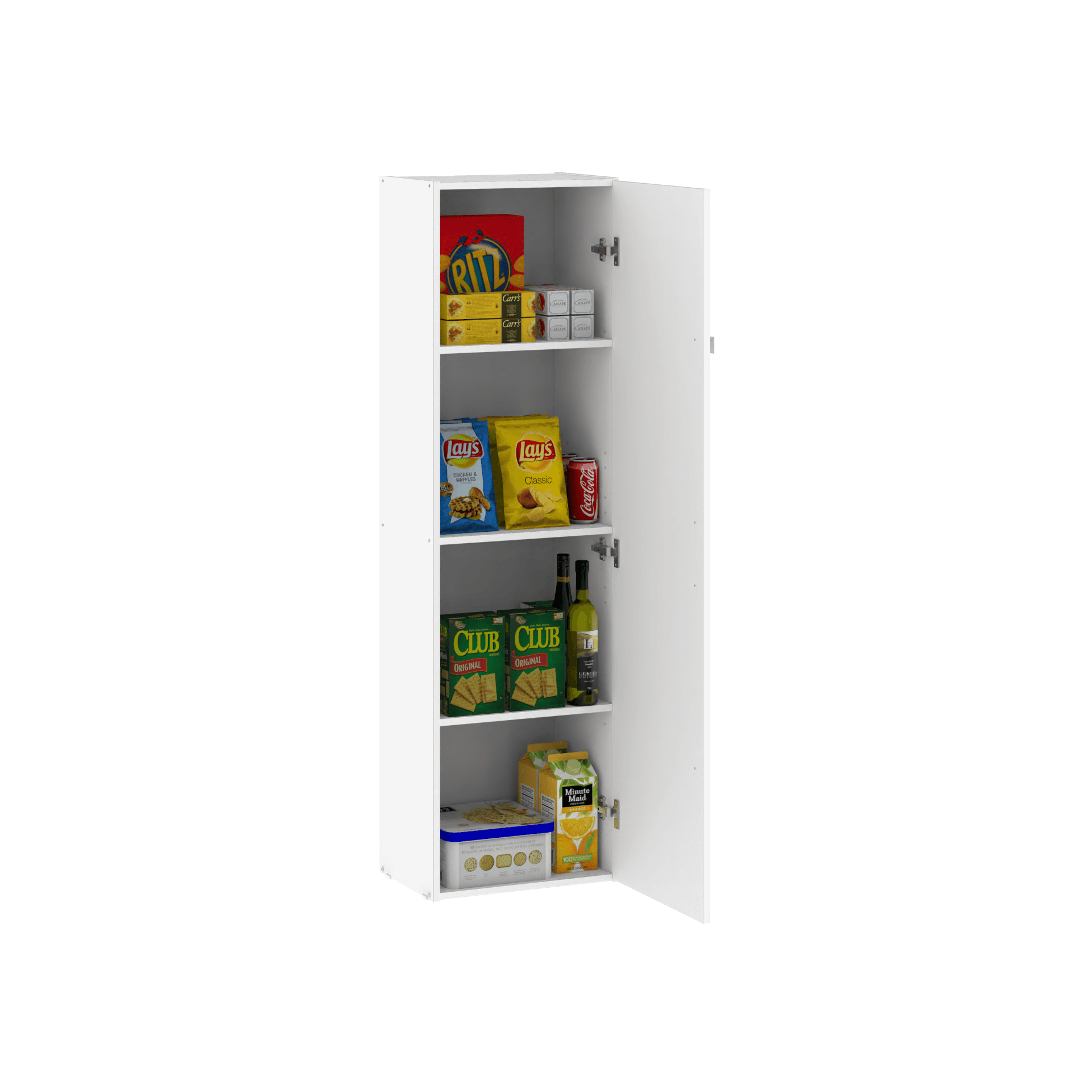 Despensero Organizador Vertical D050 1 Puerta 3 Estantes Melamina Blanco