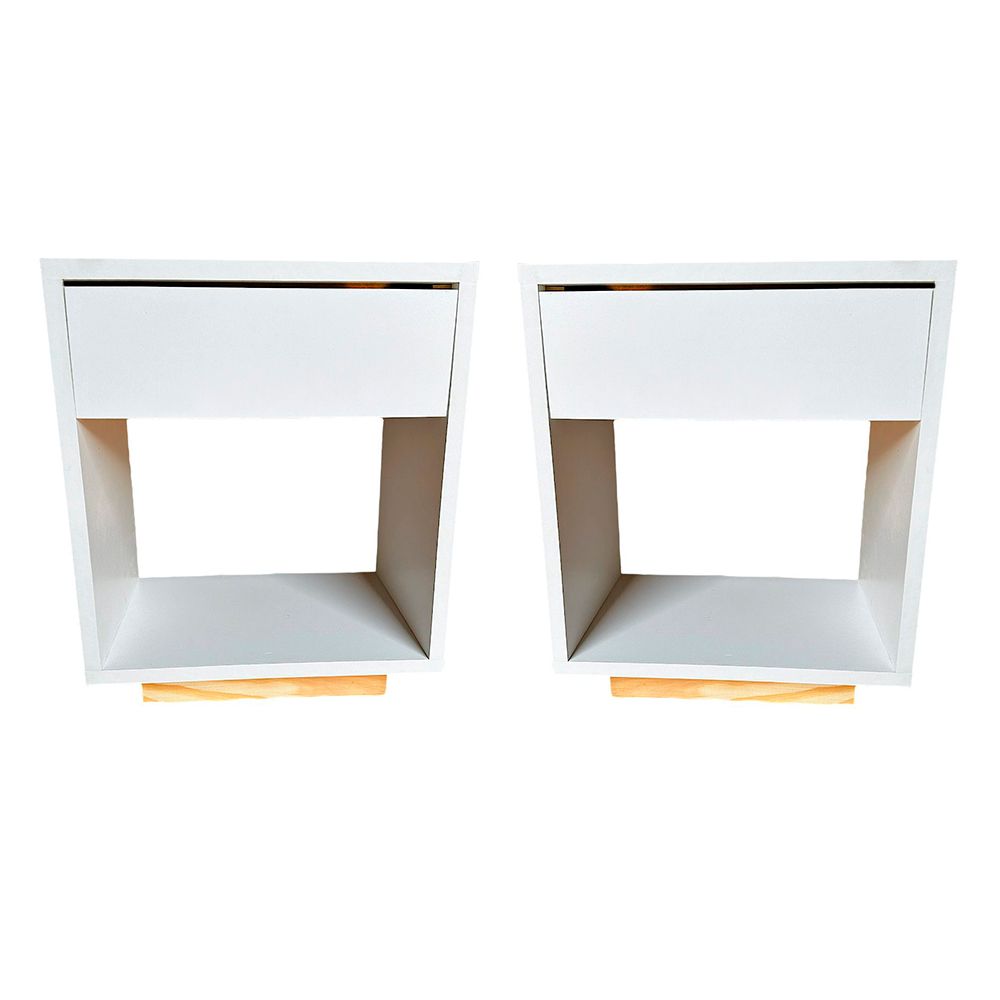 Mesa De Luz De 1 Cajón Moderna Promo X2 Unidades Melamina