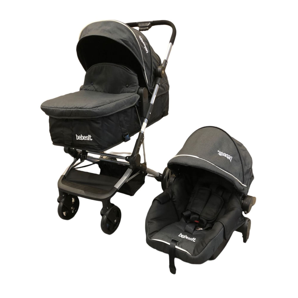Cochecito Bebesit 3 en 1 Travel System Gris Oscuro - Con Huevito / Butaca para Auto