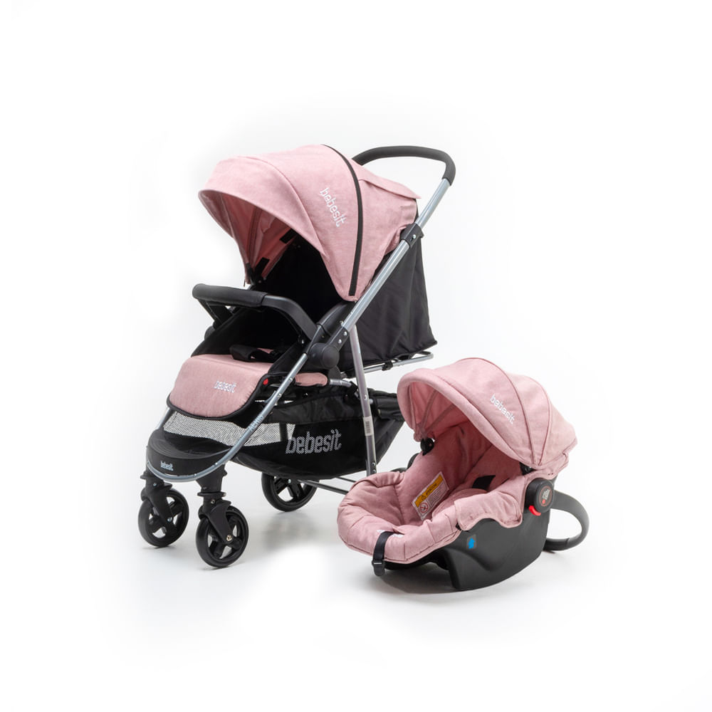 Cochecito Bebesit Travel System con Manillar Rebatible Rosado