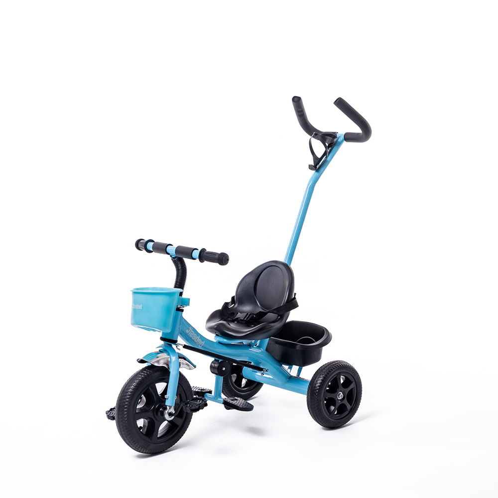 Triciclo Bebesit Direccional con Manija y Canasto Azul