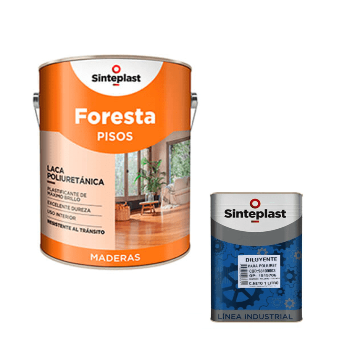 Combo Sinteplast Foresta Pisos Incoloro Brillante 4 L + Diluyente con Poliuretano 1 L