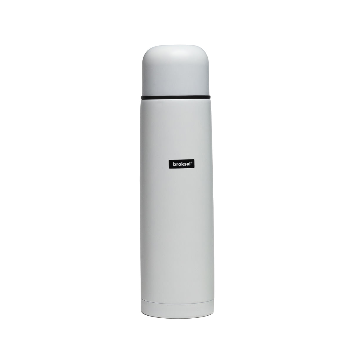 Termo de Acero Inoxidable Broksol Blanco 1 Lts con Tapon Cebador