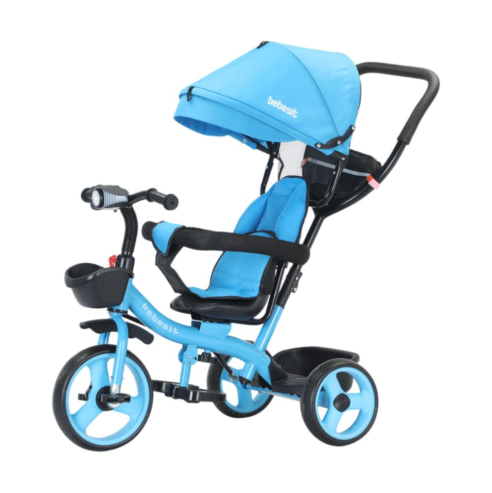 Triciclo Bebesit Joy 3 con Luz y Barra de Empuje Azul