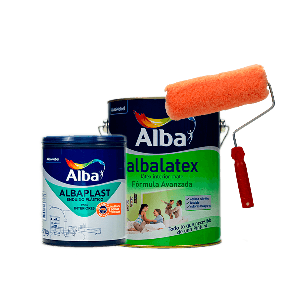 Combo Albalatex Interior Blanco x 10Lts - Enduido Interior x 1 Lt - Rodillo 22cm