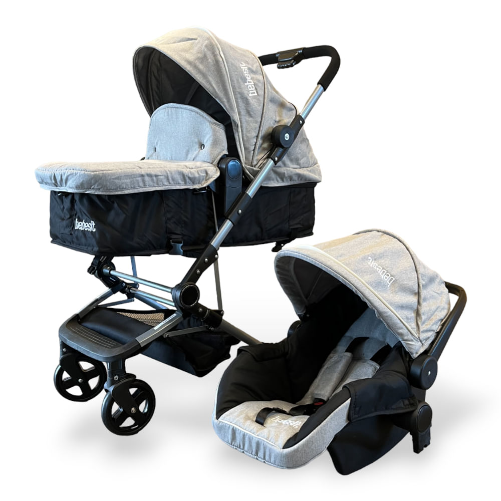 Cochecito Bebesit 3 en 1 Travel System Gris Perla - Con Huevito / Butaca para Auto