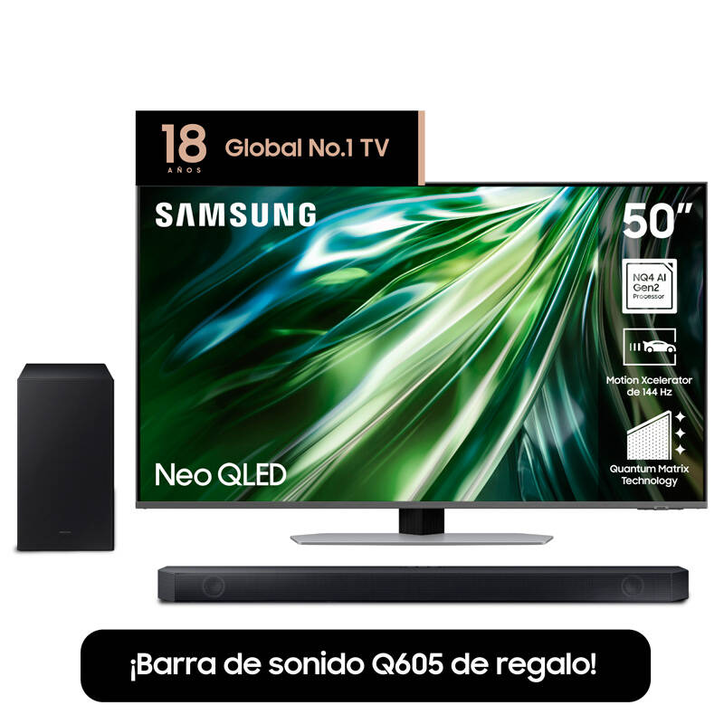 Smart Neo Qled Tv + Barra de Sonido Samsung 50" Neo Qled 4K 3840 X 2160 Qn50qn90dagczbb