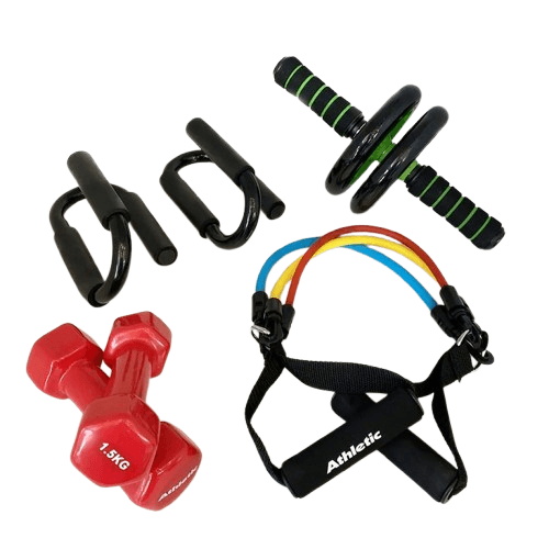 Kit Athletic Home Fitness Rueda Abdominal Mancuerna Push UP