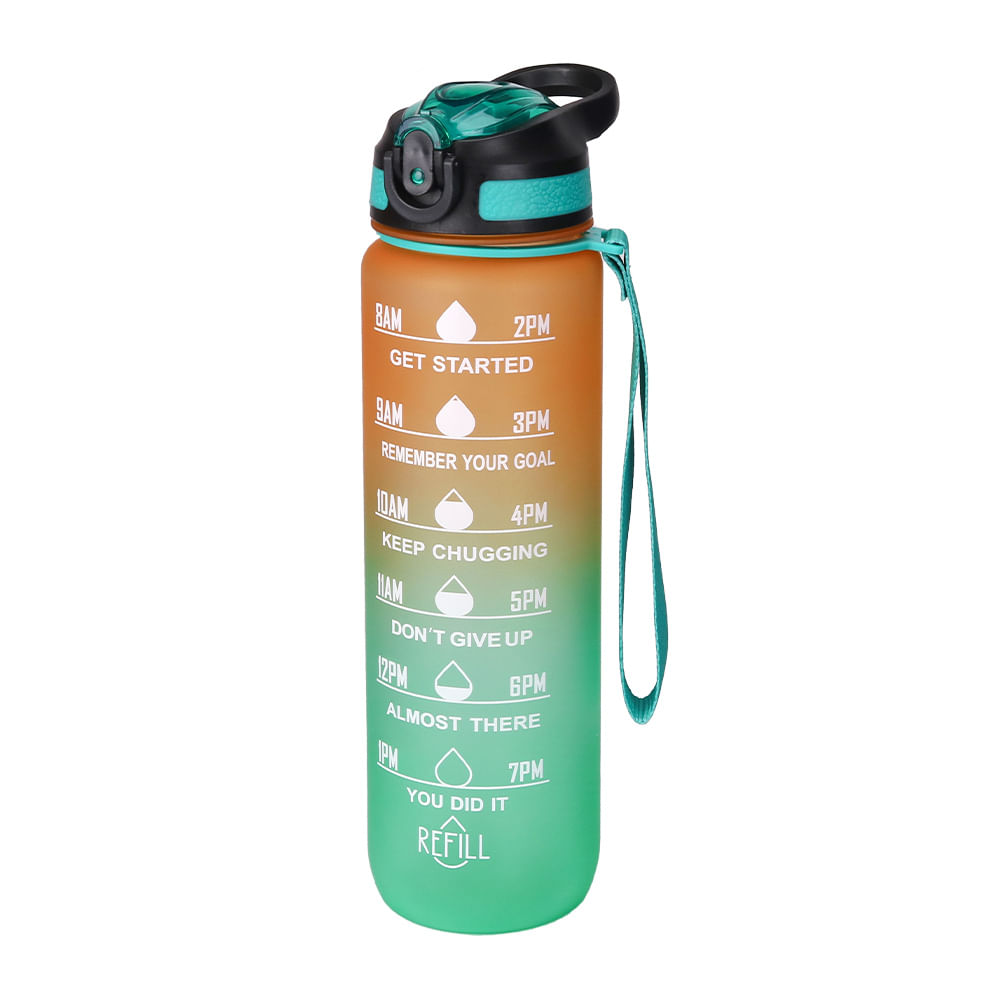 Botella Deportiva Motivacional Naranja Gadnic 1L con Pico Sorbete