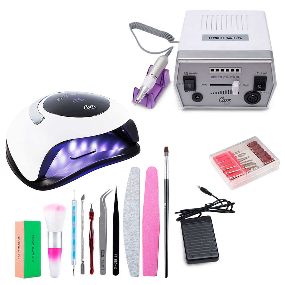 Kit Gadnic de Lámpara LED UV 120W BQ5 PRO + Torno para Uñas Eléctrico
