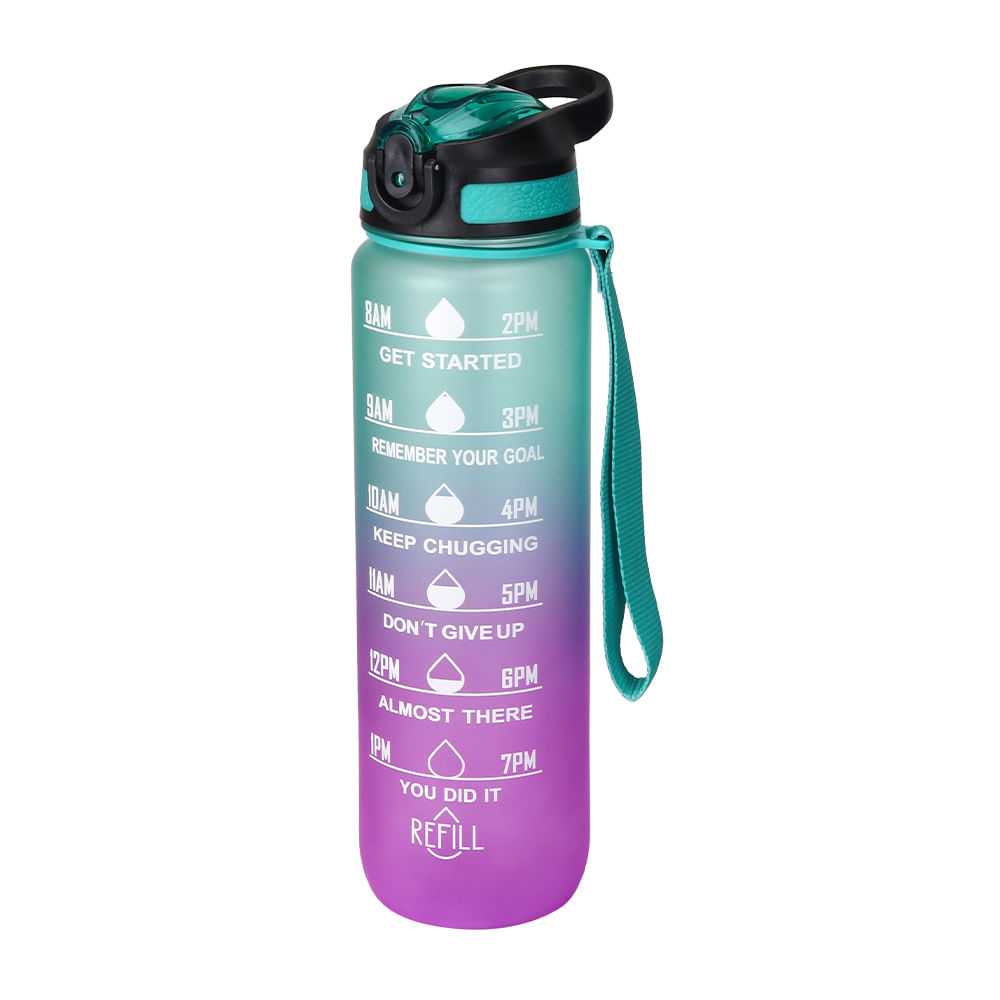 Botella Deportiva Motivacional Verde Gadnic 1L con Pico Sorbete