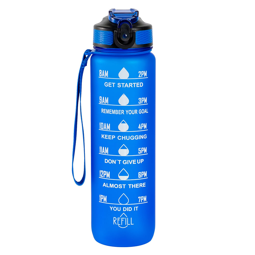 Botella Deportiva Motivacional Azul Gadnic 1L con Pico Sorbete