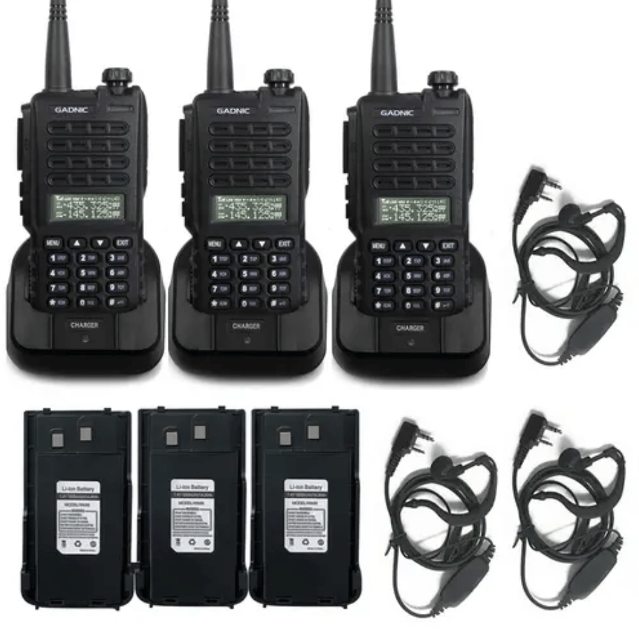 Handy Gadnic WK88 Kit x3 Bi-Banda 10w 128CH Hasta 12km + 6 Baterías y 3 Manos Libres
