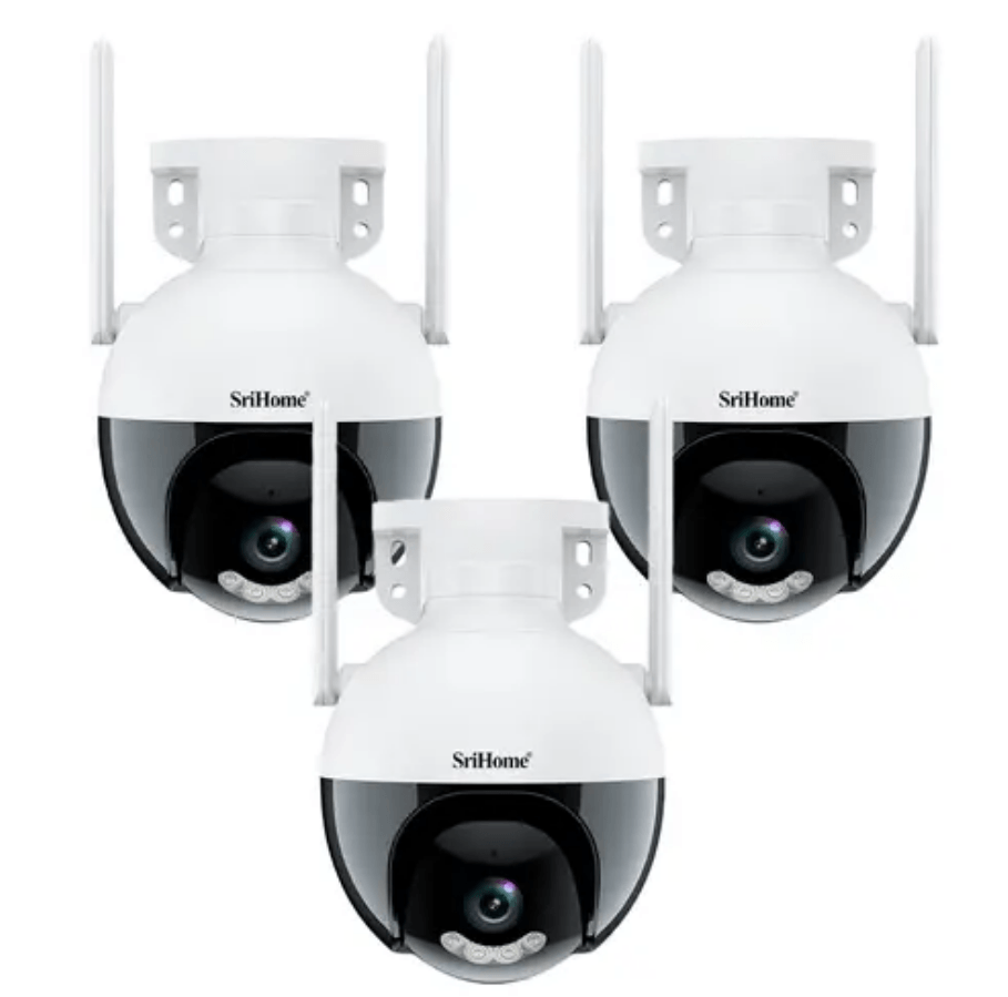 Kit x3 de Cámaras  de Seguridad IP SriHome SH045 2MP Wifi-LAN Vision Nocturna