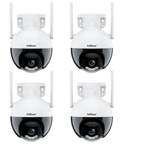 Kit x4 de Cámaras de Seguridad IP SriHome 2MP Wifi-LAN Audio Bidireccional