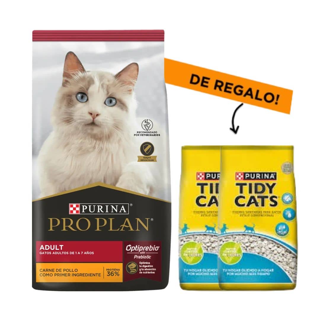 Alimento Pro Plan Cat Adult 15 Kg + 2 Piedras Tidy Cats 3.6Kg