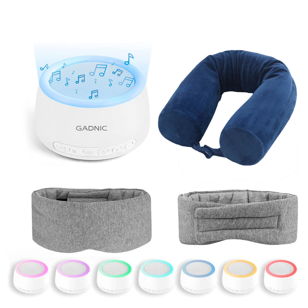 Kit Gadnic Sueño: Máquina de Ruido Blanco + Antifaz Máscara Para dormir + Almohada Inteligente