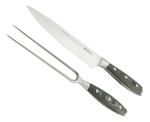 Set De Cuchillo Con Tenerdor 8  Linea Hudson Mango De Madera