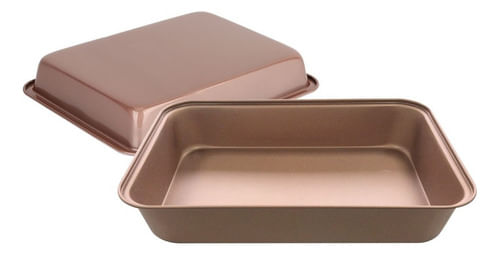 Asadera Rectangular Hudson Doble Anti Adherente 34 Cm Color Cobre