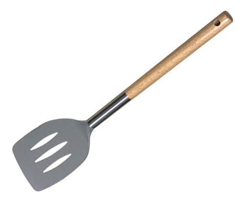 Espatula Hudson Ranurada De Cocina Con Mango De Madera