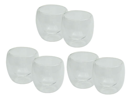 Set De 6 Vasos Doble Pared De Vidrio Linea Hudson Coffe
