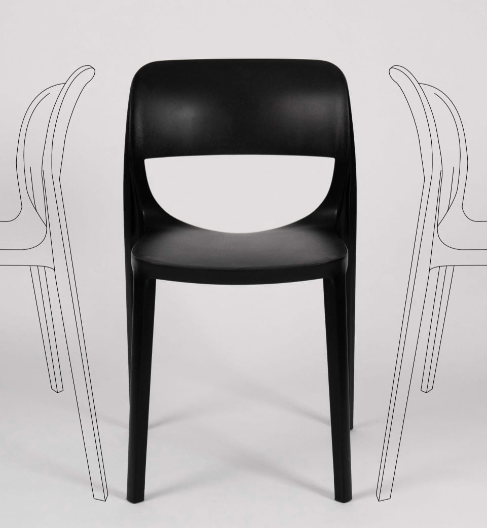 Sillas de comedor Smile sin brazos pvc color Negro pack x 4 u