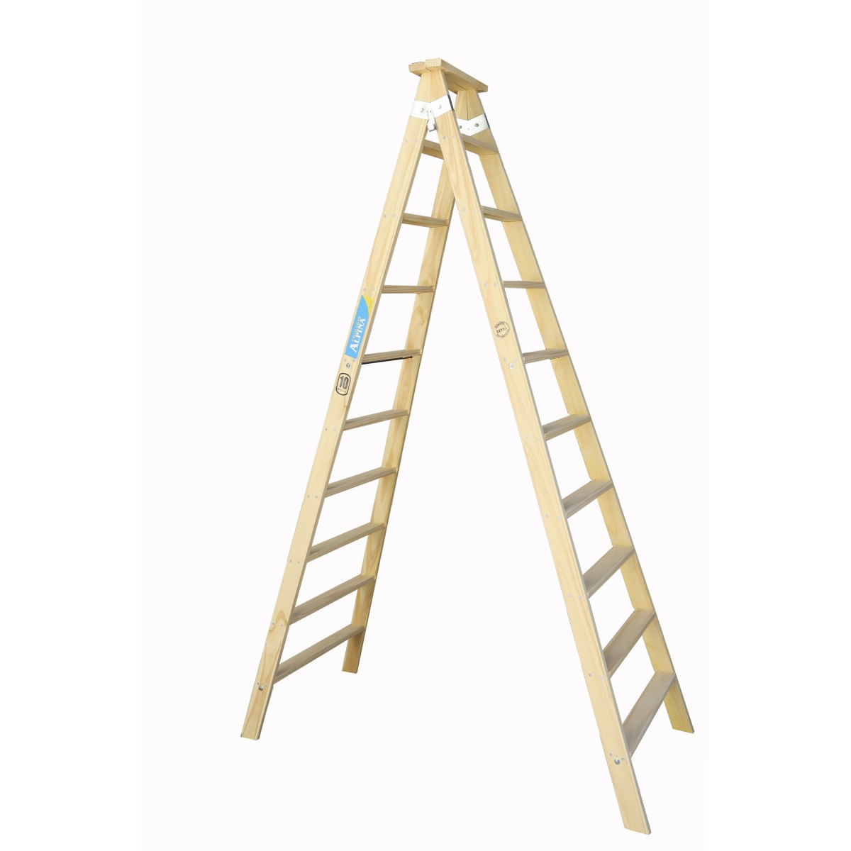 Escalera Alpina Familiar Doble Pino Reforzada 10 escalones 2,36m