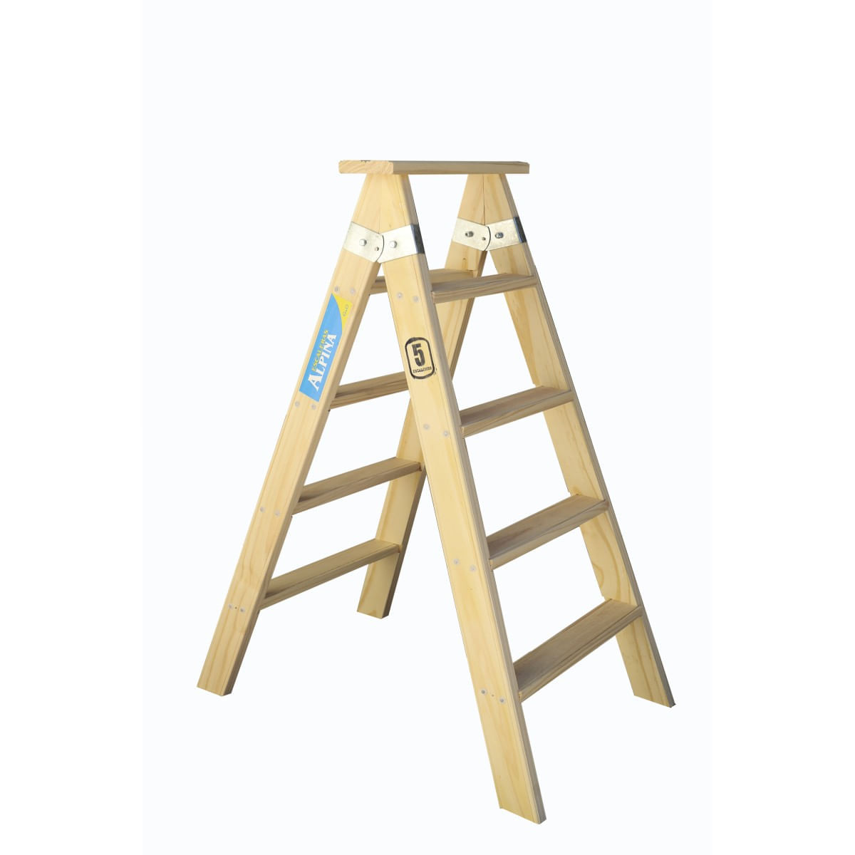 Escalera Alpina Familiar Doble Pino Reforzada 5 escalones 1,20m