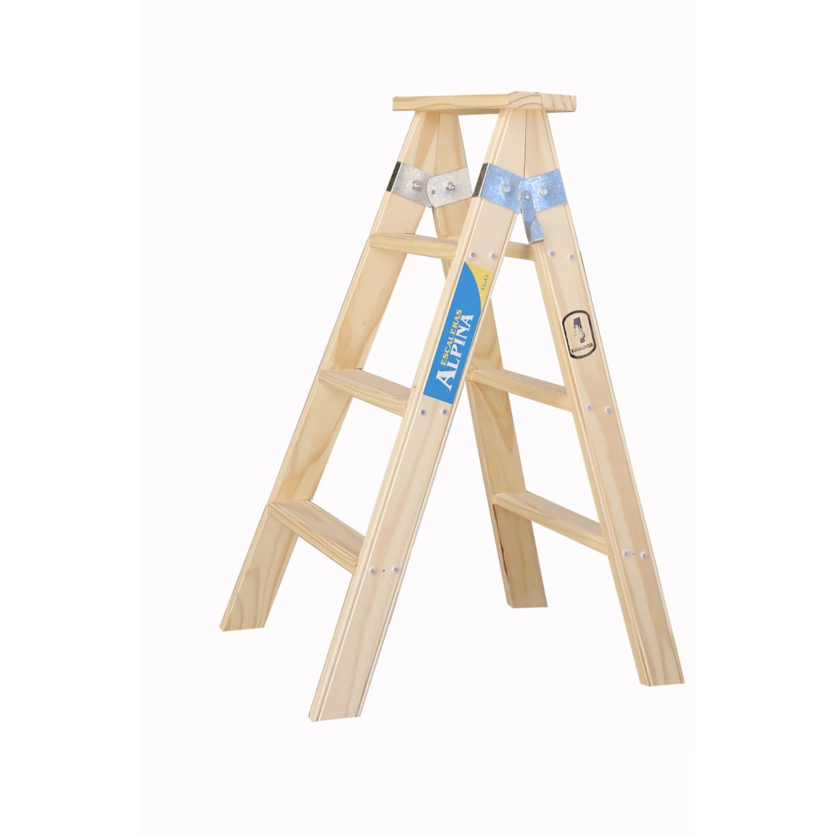 Escalera Alpina Familiar Doble Pino Reforzada 4 escalones 0,96m