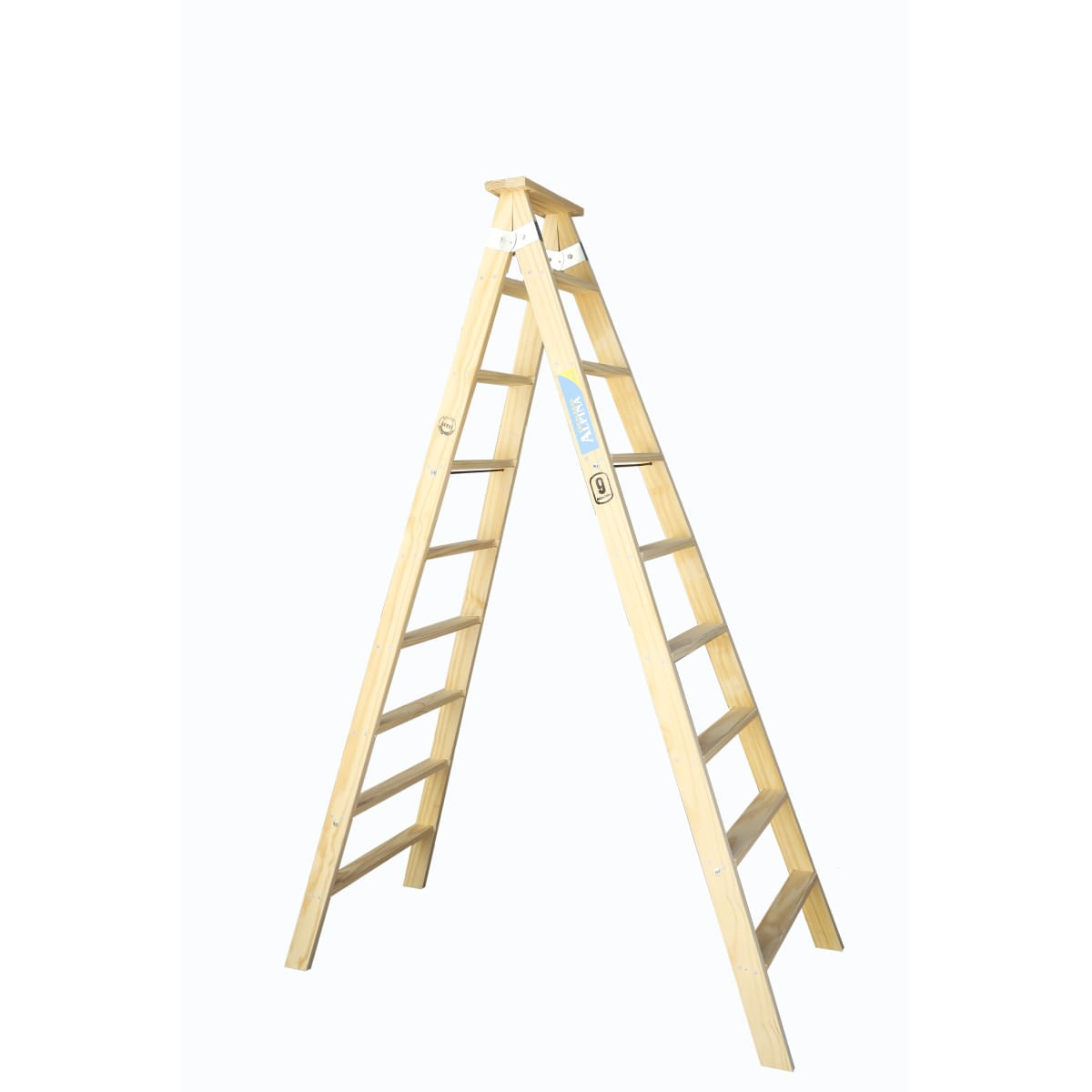 Escalera Alpina Familiar Doble Pino Reforzada 9 escalones 2,15m