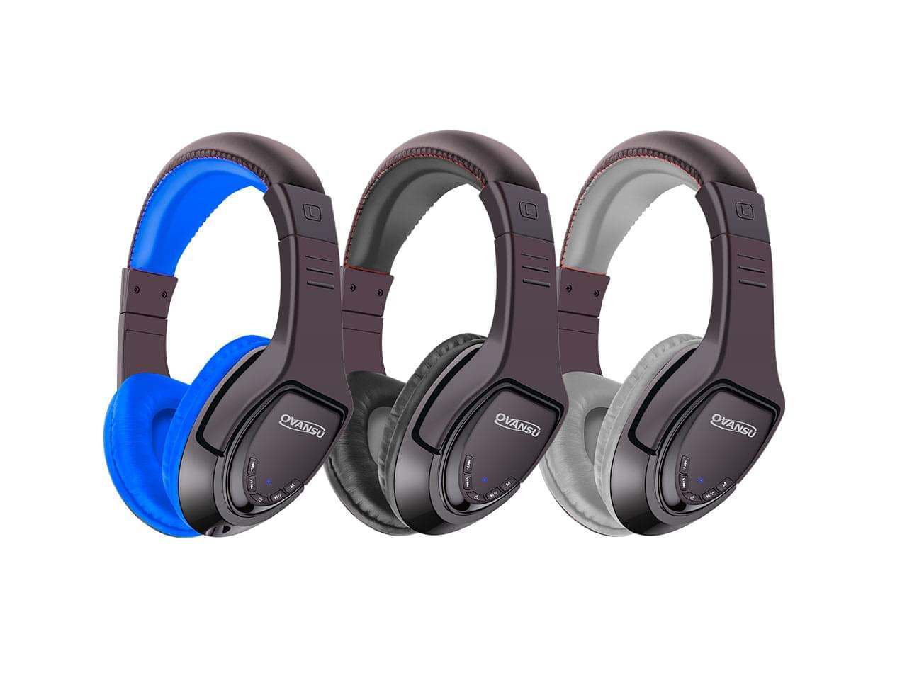 Auricular negro y azul bluetooth tipo vincha con Mic., FM y lector de tarjetas OVANSU - OSAUB36