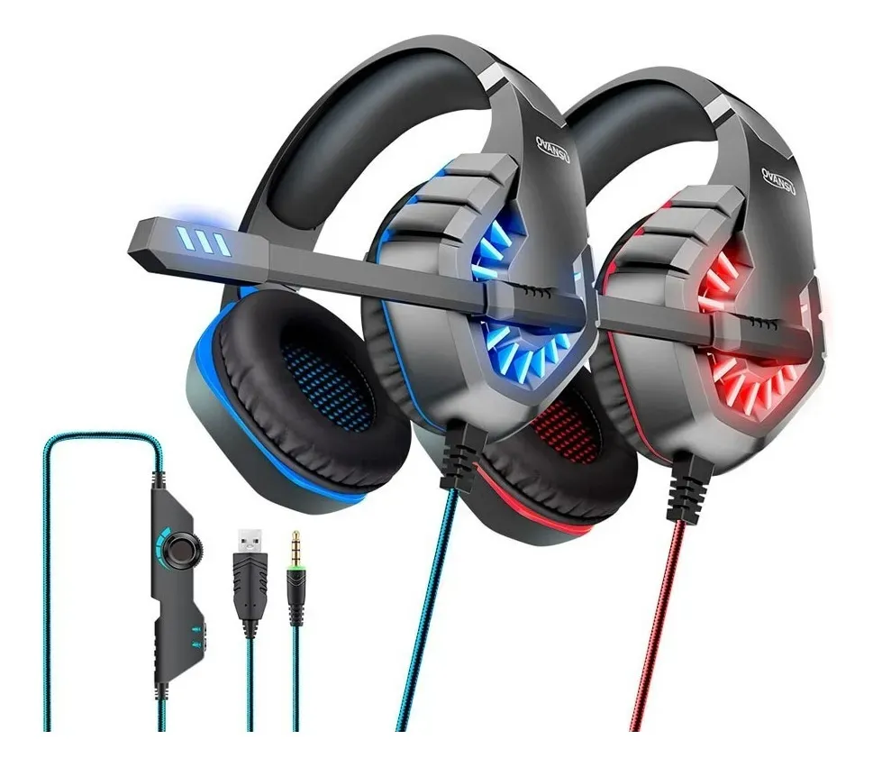 Auricular gaming PS4 azul tipo vincha con luz y micrófono OVANSU - OSAUG680L