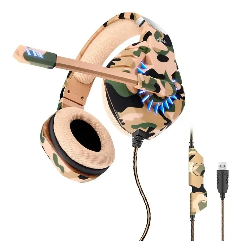Auricular gaming camuflado (Marrón)7.1 USB con software, micrófono y leds OVANSU - OSAUGZ680C
