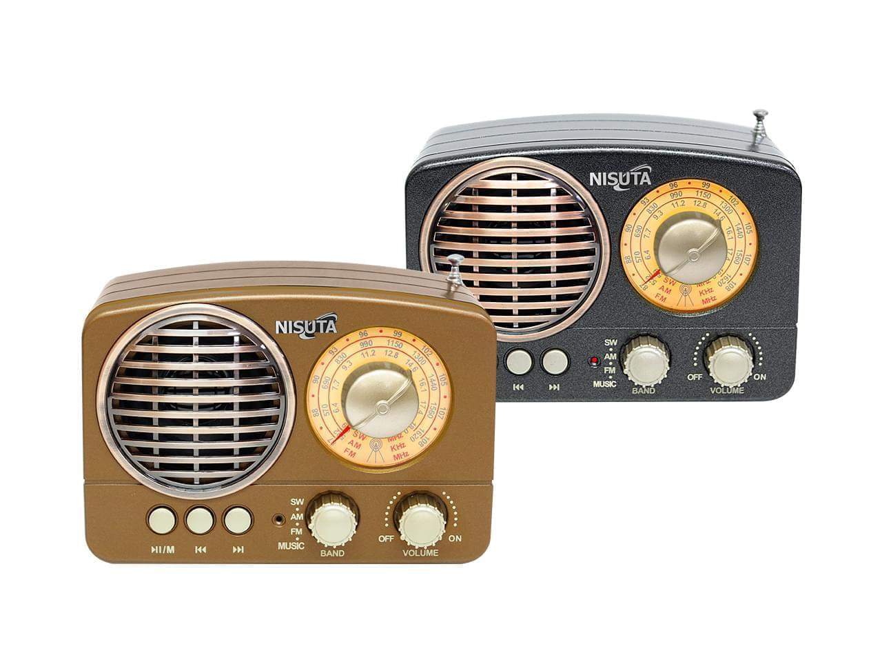 Radio AM/FM vintage gris con MP3/BT,AUX NISUTA - NSRV14