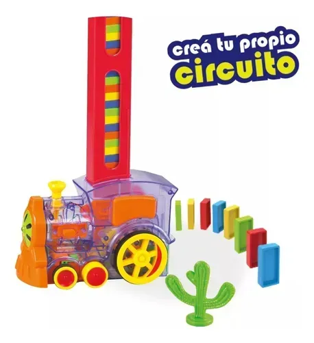Domino Rally Space Tren Eléctrico con Luz y Sonido 80 pzas