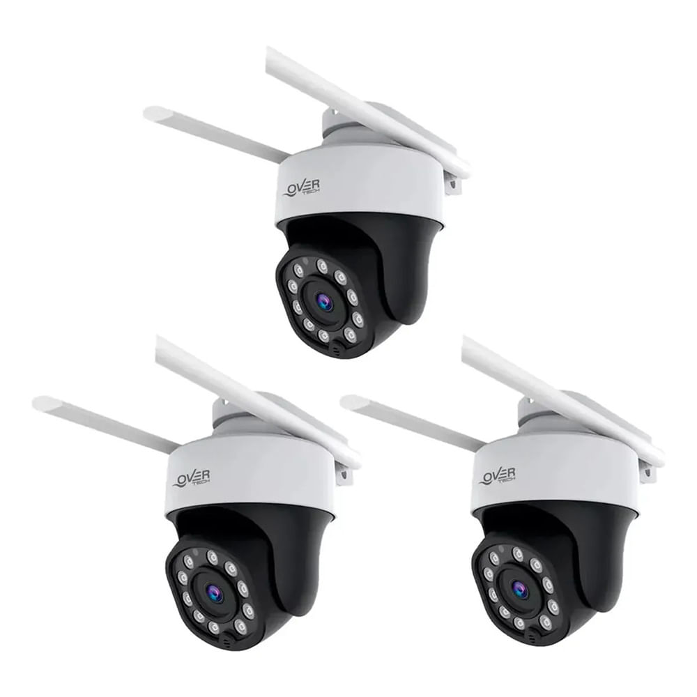 Kit X3 Camara De Seguridad Wifi Exterior Overtech Ov-11ptz 3mp 3x Color Blanco