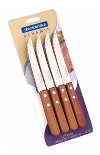 Cuchillo De Asado Mesa Dynamic Tramontina 12 Unidades Color Marrón