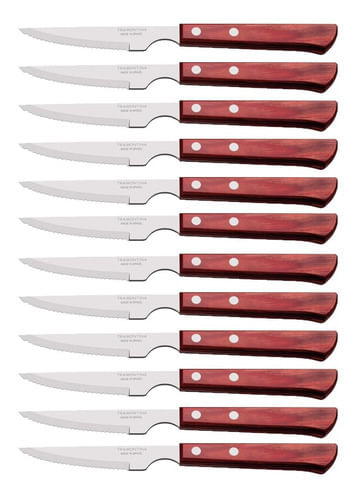 Cuchillo Churrasco Polywood 12 Piezas Acero Inox