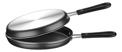 Sarten Doble 24 Cm Teflon Tramontina Omeletera Gris Oscuro Color Grafito