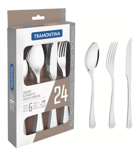 Juego De Cubiertos 24pz Havana Caja Tramontina Acero Inox