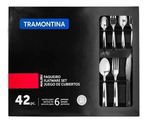 Set De Cubiertos Tramontina Malibu X 42 Piezas Acero Inox