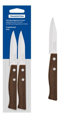 Juego De Cuchillos Para Legumbres Y Frutas Tramontina Tradic Color Madera Natural