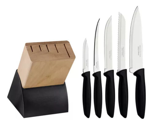 Juego De Cuchillos Tramontina Acero Inox Mas Taco 6 Pzas