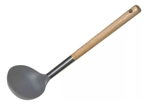 Cucharon 35cm Mango Madera Punta Nylon Apta Teflón Hudson